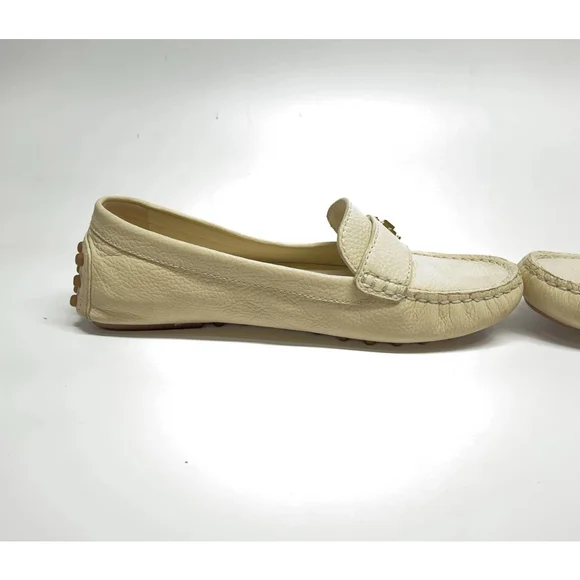 Tory Burch Kira Driver Cream Leather Loafers Size 7 - Picture 6 of 9